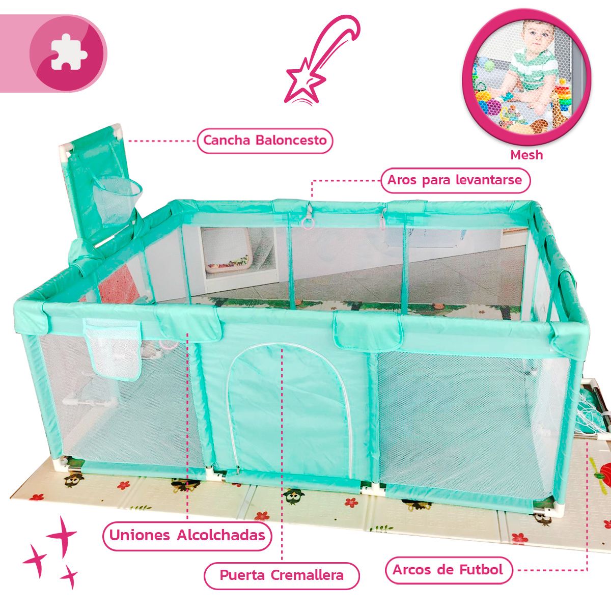 ENFANT'ASY - Corral De Juego Parque Infantil Para Niños Patio De Juegos