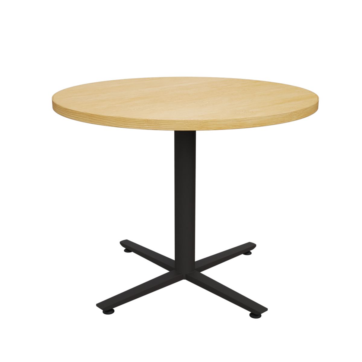 GENERICO - Mesa de Juntas Redonda 4 puestos para reuniones color Maple con Negro