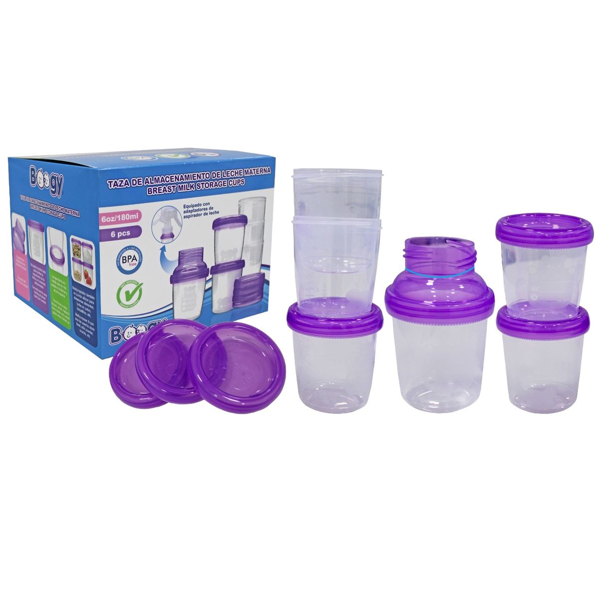 BOOGY - Recipientes Banco Leche Bebe Materna Lactancia x 6 Und.