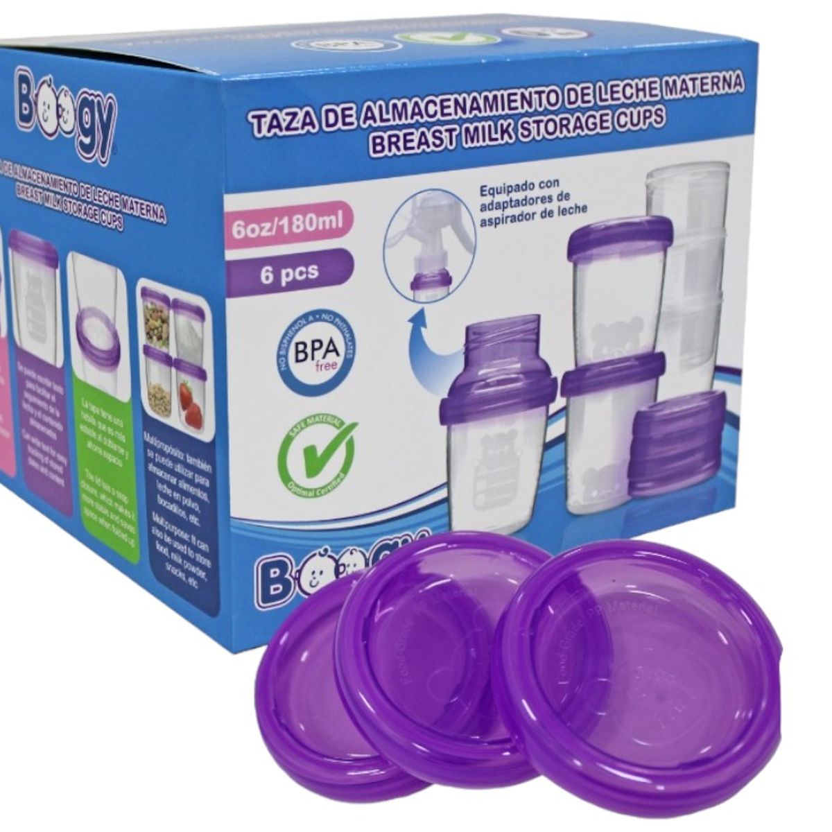 BOOGY - Recipientes Banco Leche Bebe Materna Lactancia x 6 Und.