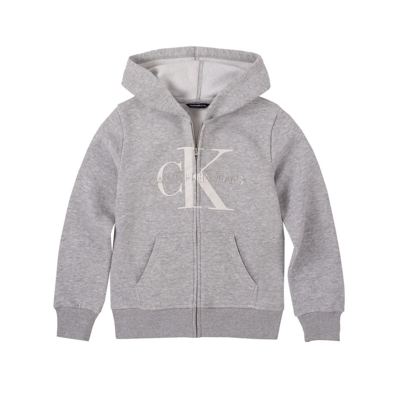 CALVIN KLEIN - Buzo gris Con Gorro y Monograma Para Niño Calvin Klein