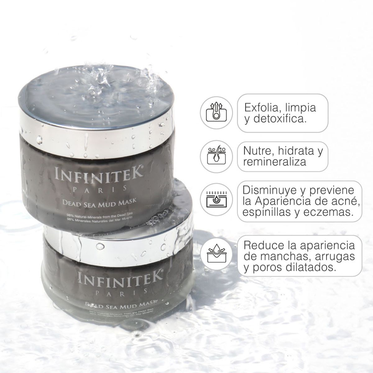 INFINITEK PARIS - Mascarilla Detox Barro del Mar Muerto Infinitek Paris – Elimina impurezas y puntos negros 180 g