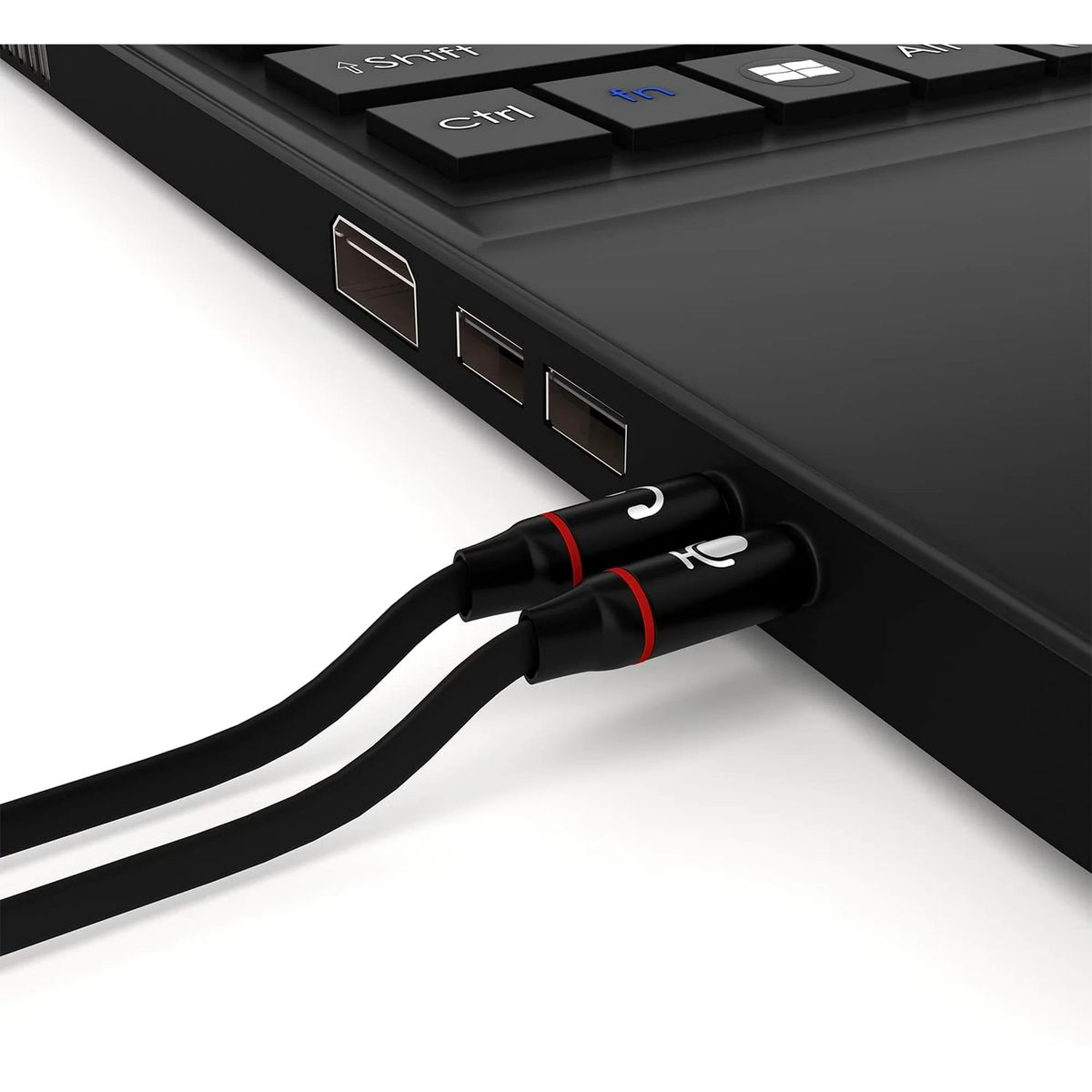 GENERICO - Cable Adaptador Audio 3.5mm Hembra A 2 Plug Machos De 3.5mm