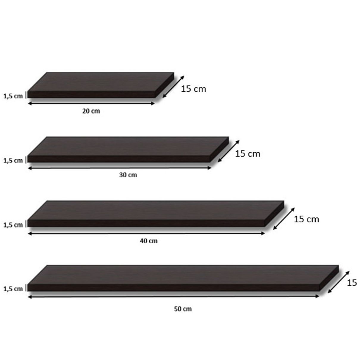 GENERICO - Repisas Flotantes Modernas Blanco 15 cm Set X 4 Un Decoracion Moderna