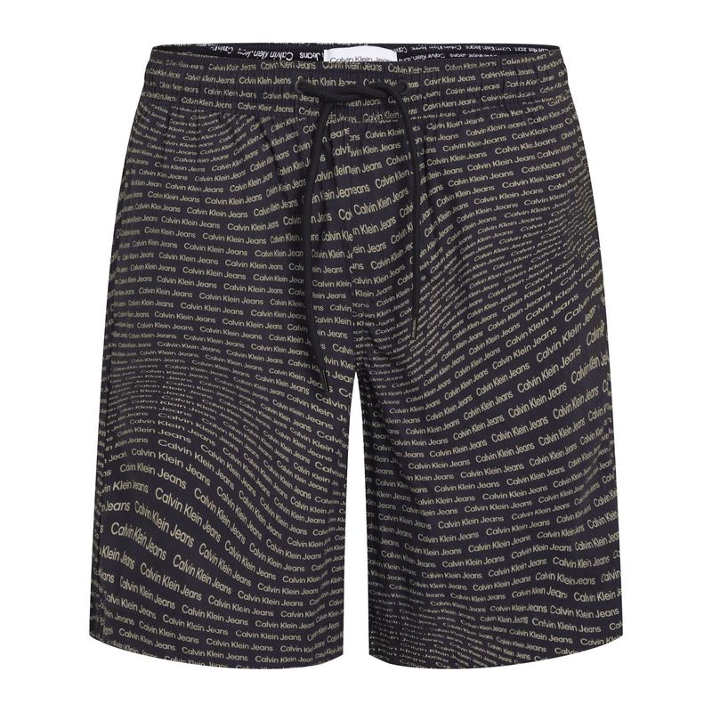 CALVIN KLEIN - Bermuda Negra Estampada Con Logo Calvin Klein