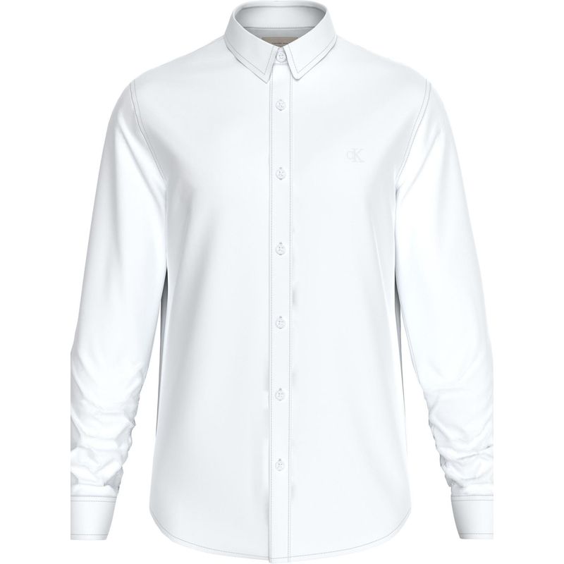 CALVIN KLEIN - Camisa Blanca Slim Con Mini Monograma Calvin Klein