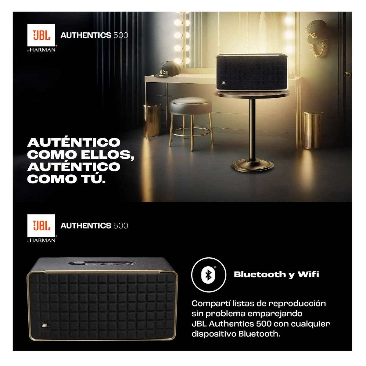 JBL - Parlante JBL Authentics 500 Wi-Fi Bluetooth Ethernet Auxiliar
