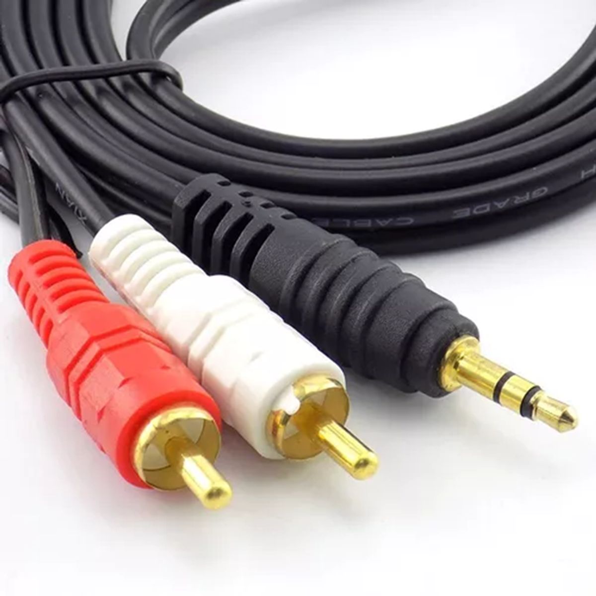 GENERICO - Cable 2X1 Auxiliar Audio 5 Metros 3.5Mm Auxiliar Rca Stereo