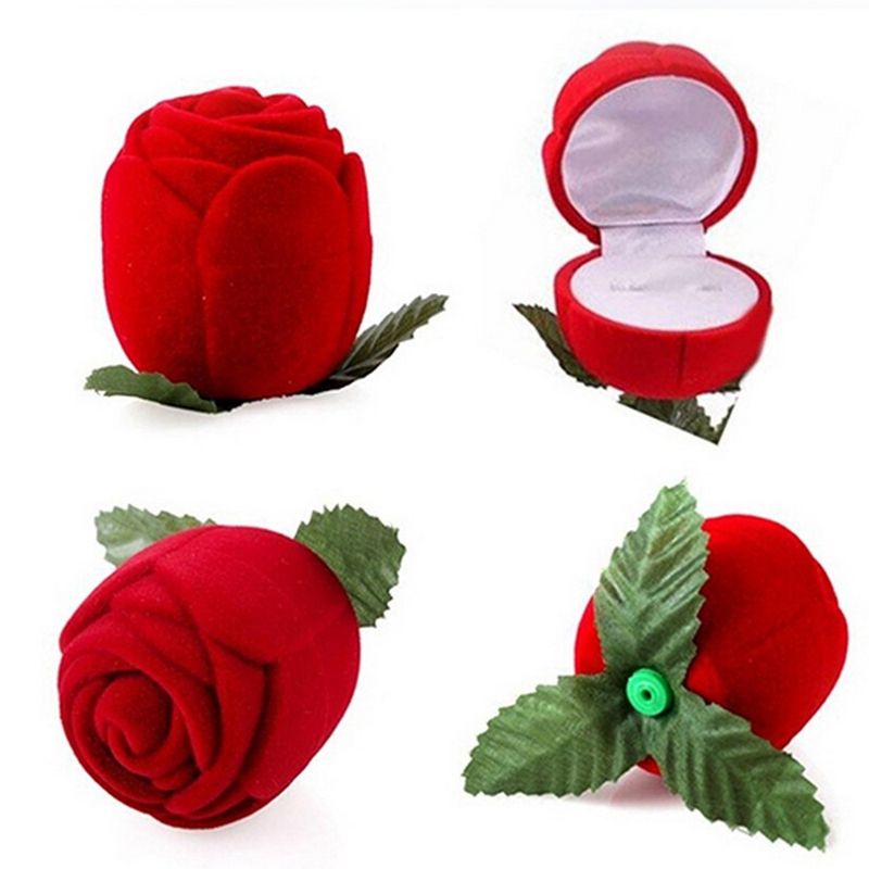 GENERICO - Estuche Caja Anillo Rosa Roja  Compromiso Regalo_.