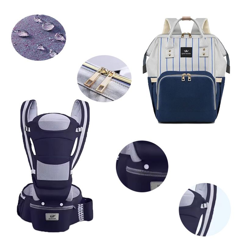 GENERICO - Pañalera Tipo Morral Multiusos  Rayas Mas Cargador Silla