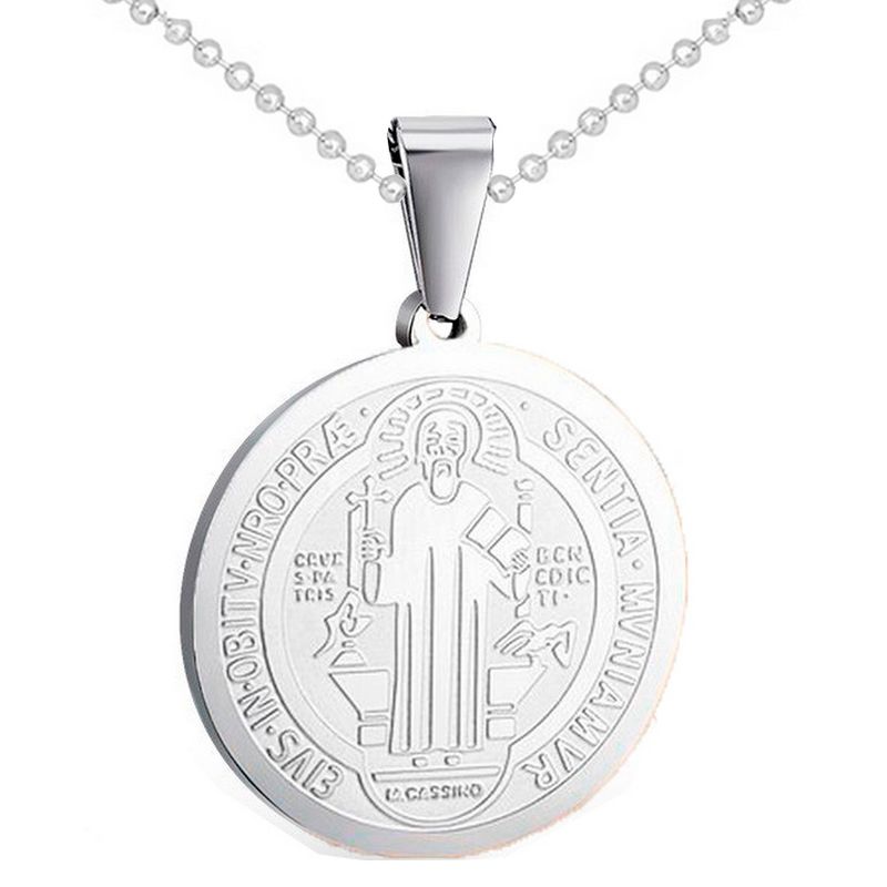 GENERICO - Collar San Benito Medalla Porteccion Religi Acero + Estuche