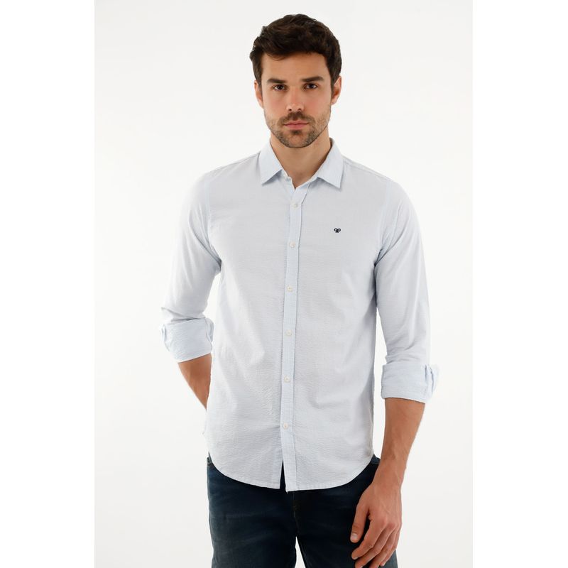 TENNIS - Camisa azul con mini raqueta para hombre