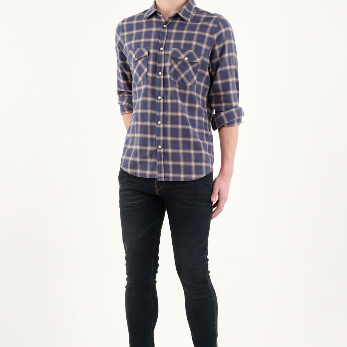 TENNIS - Camisa preteñida azul para hombre