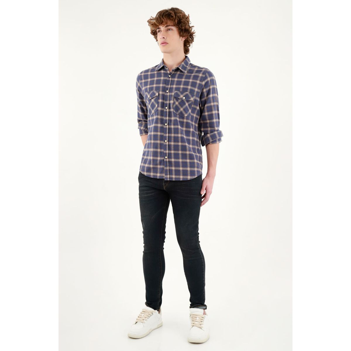 TENNIS - Camisa preteñida azul para hombre