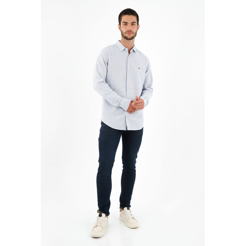 TENNIS - Camisa azul con mini raqueta bordada para hombre