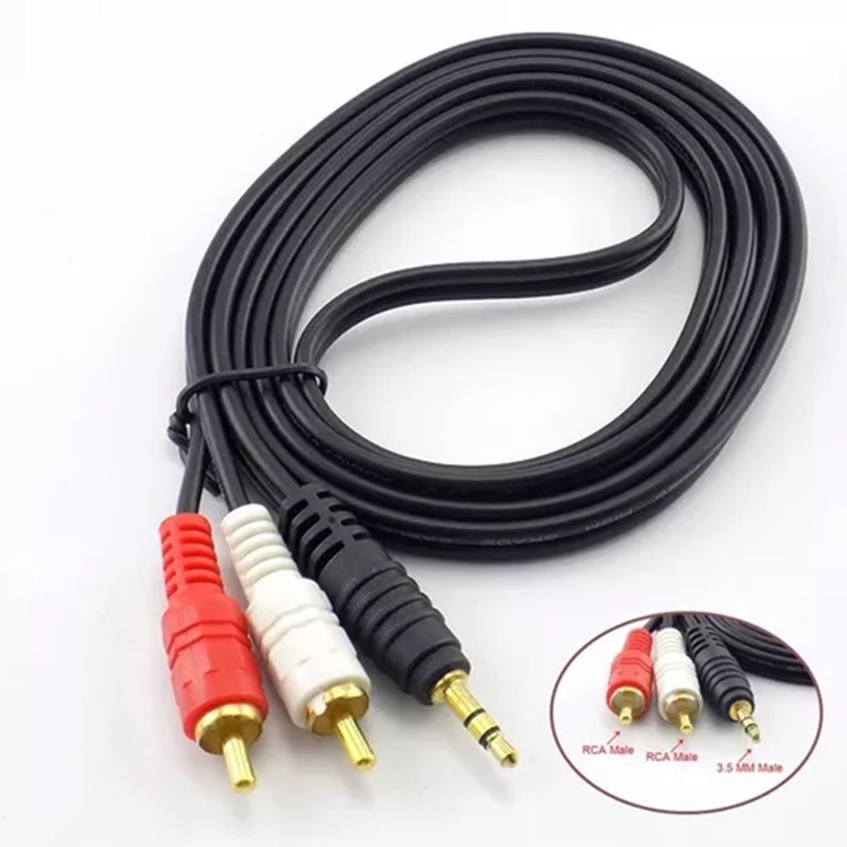GENERICO - Cable 2x1 Auxiliar Audio 3 Mtrs 3.5mm Auxiliar Rca