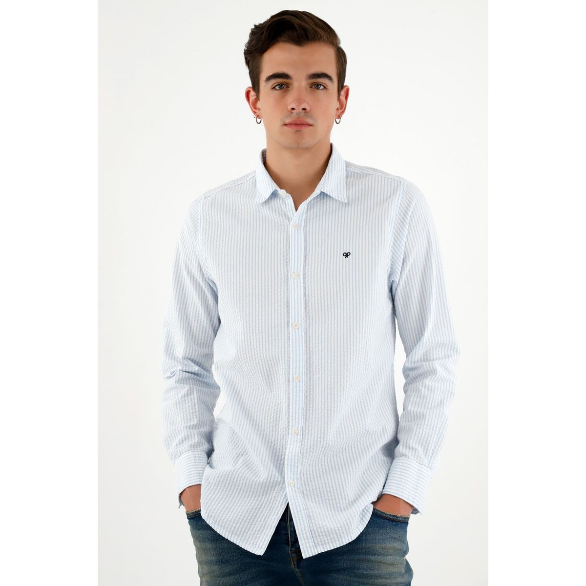 TENNIS - Camisa azul con diseño a rayas para hombre