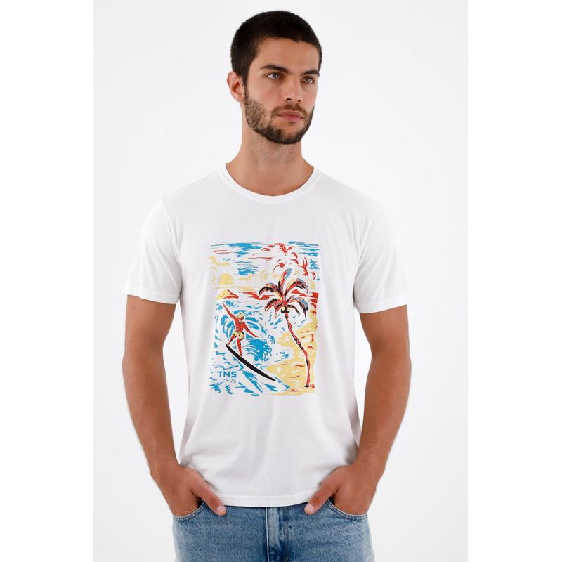 TENNIS - Camiseta cuello redondo blanca para hombre