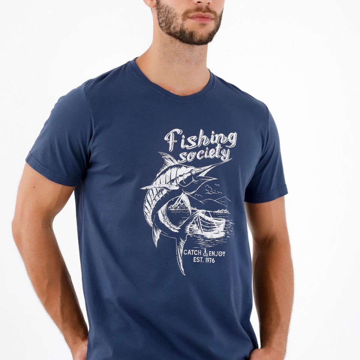 TENNIS - Camiseta azul manga corta para hombre