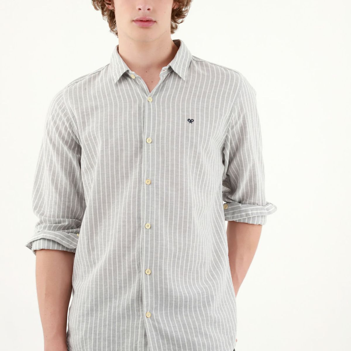TENNIS - Camisa cuello francés gris para hombre