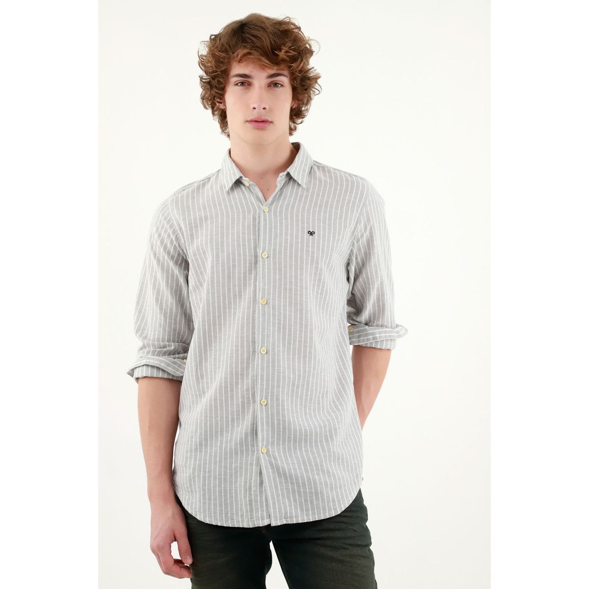 TENNIS - Camisa cuello francés gris para hombre