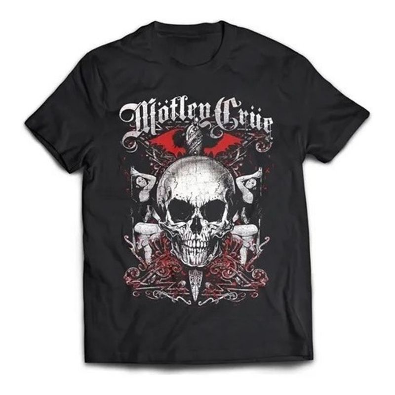 ANONIMO - Camiseta Motley Crue Calavera Bandas De Rock Metal Heavy Riffs_.