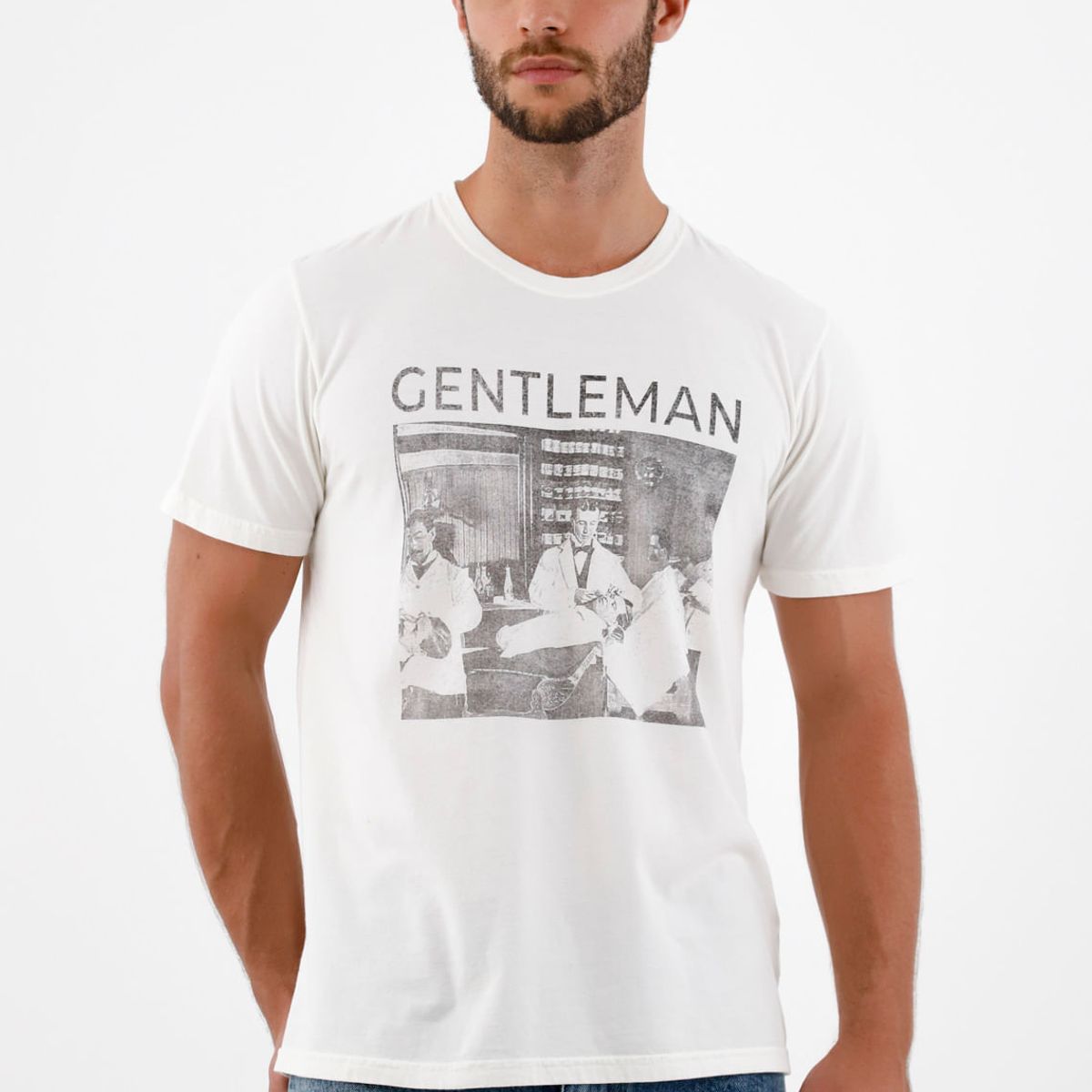 TENNIS - Camiseta crudo estampada para hombre