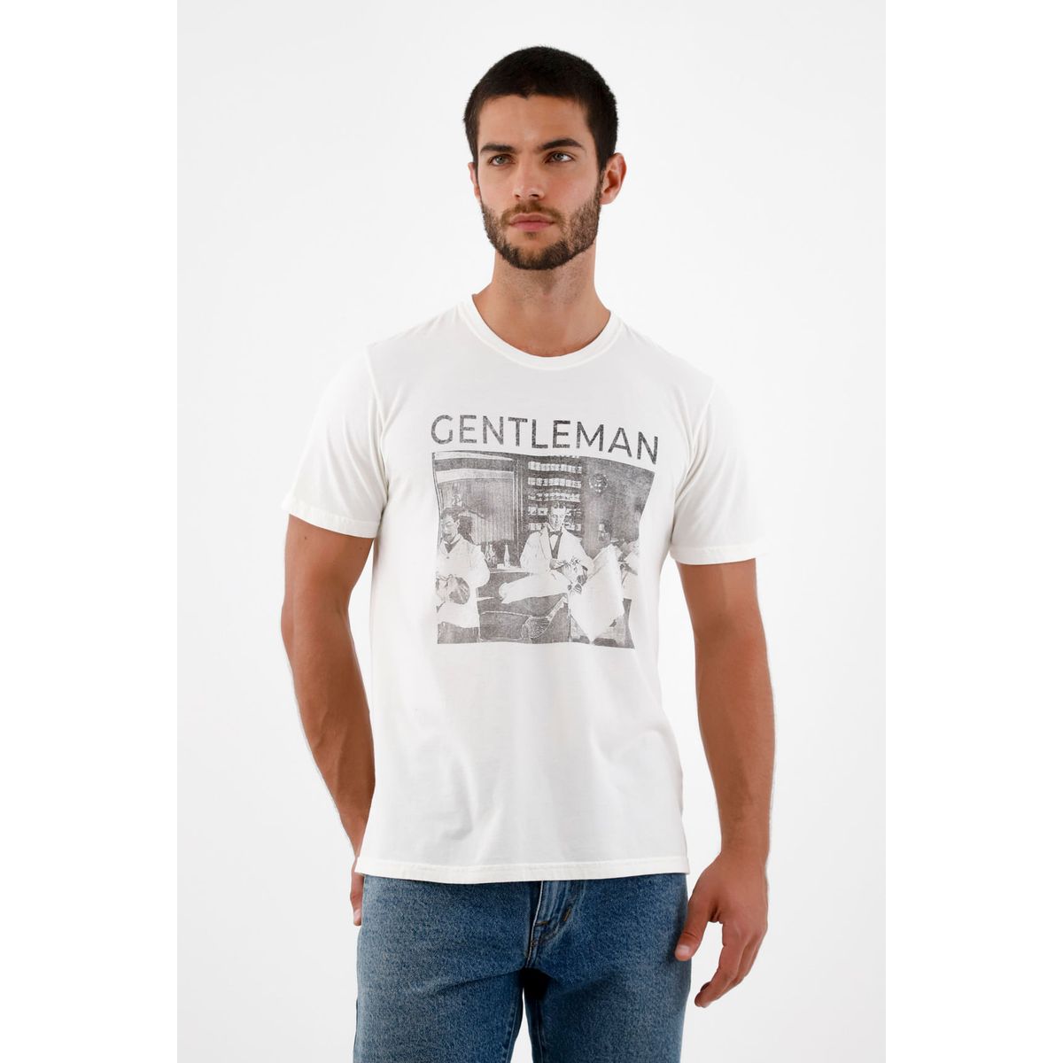 TENNIS - Camiseta crudo estampada para hombre