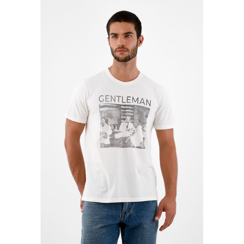 TENNIS - Camiseta crudo estampada para hombre