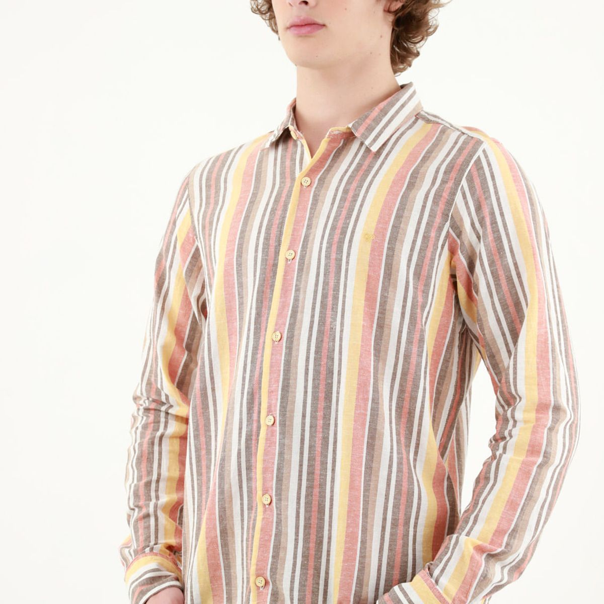 TENNIS - Camisa cuello francés a rayas para hombre