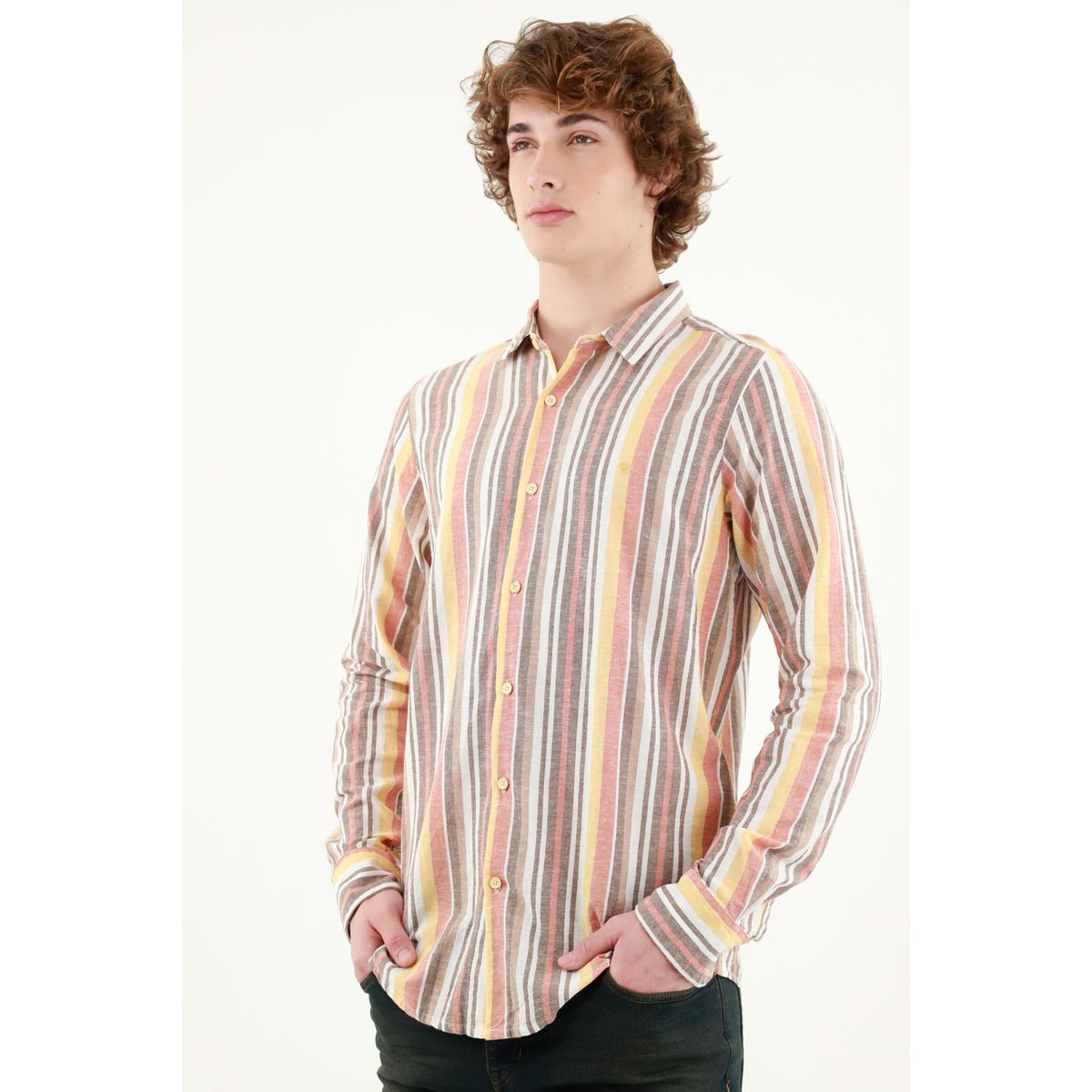 TENNIS - Camisa cuello francés a rayas para hombre