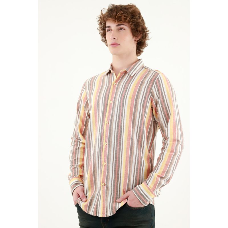 TENNIS - Camisa cuello francés a rayas para hombre