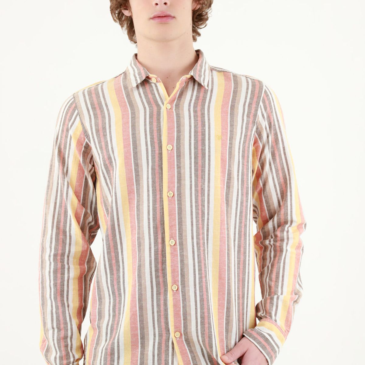 TENNIS - Camisa cuello francés a rayas para hombre