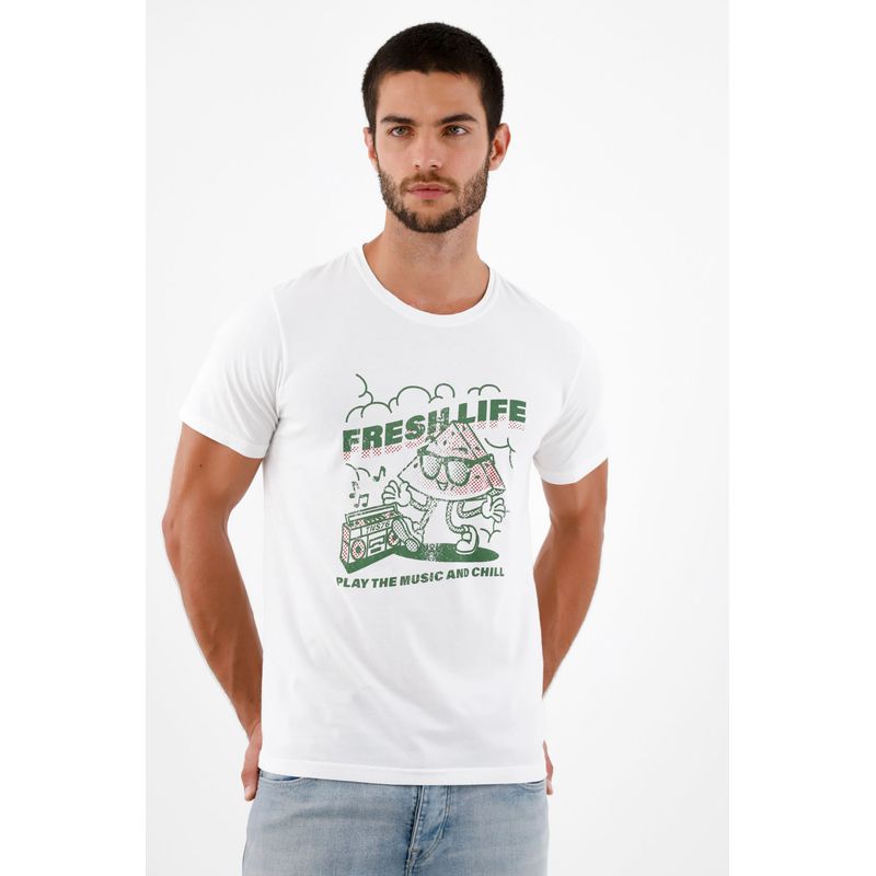 TENNIS - Camiseta blanca estampada para hombre