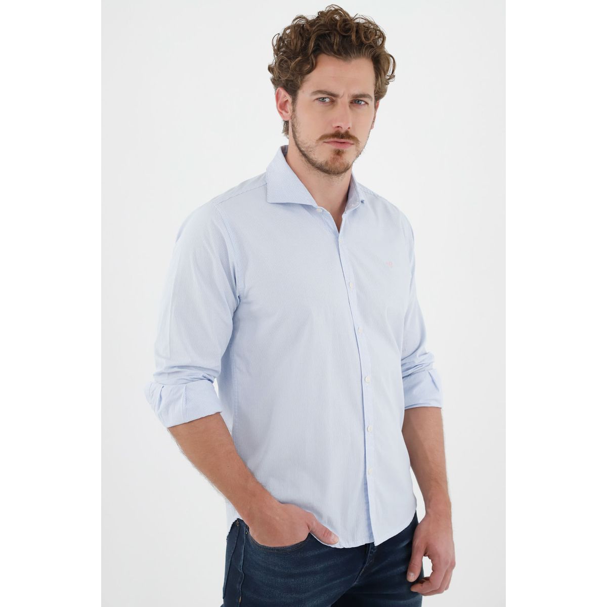 TENNIS - Camisa clásica azul para hombre