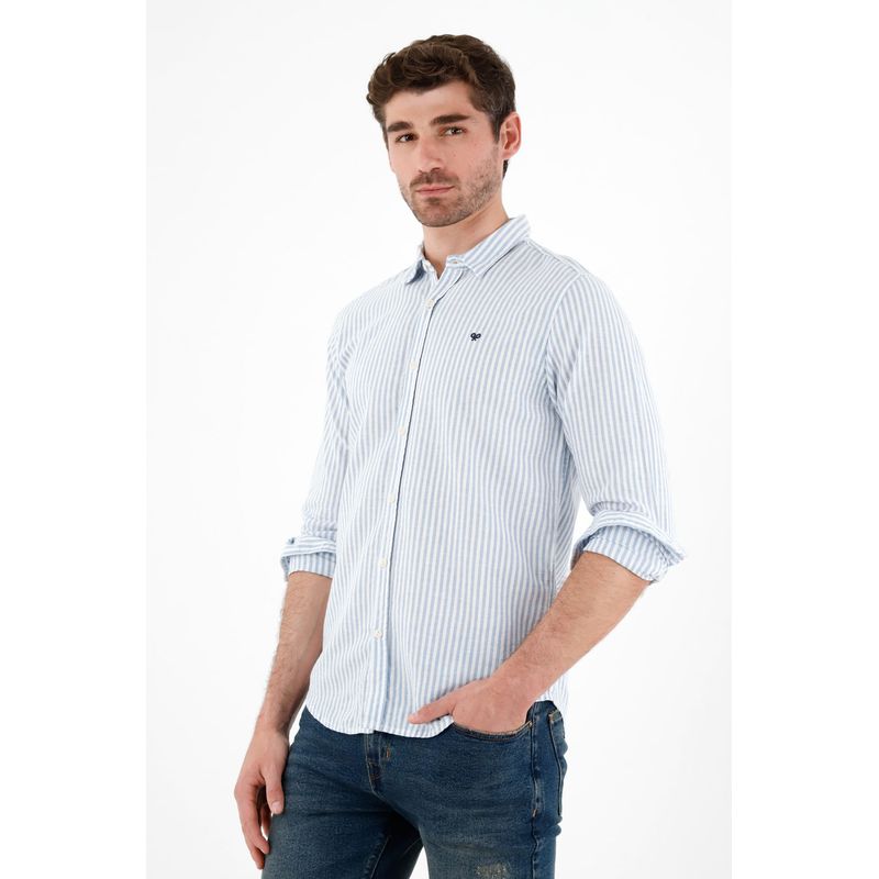 TENNIS - Camisa con raqueta bordada azul para hombre