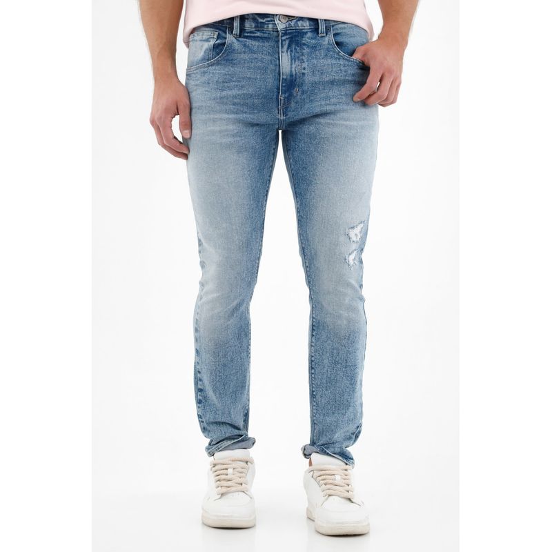 TENNIS - Jean Nudy azul con rotos recosidos para hombre