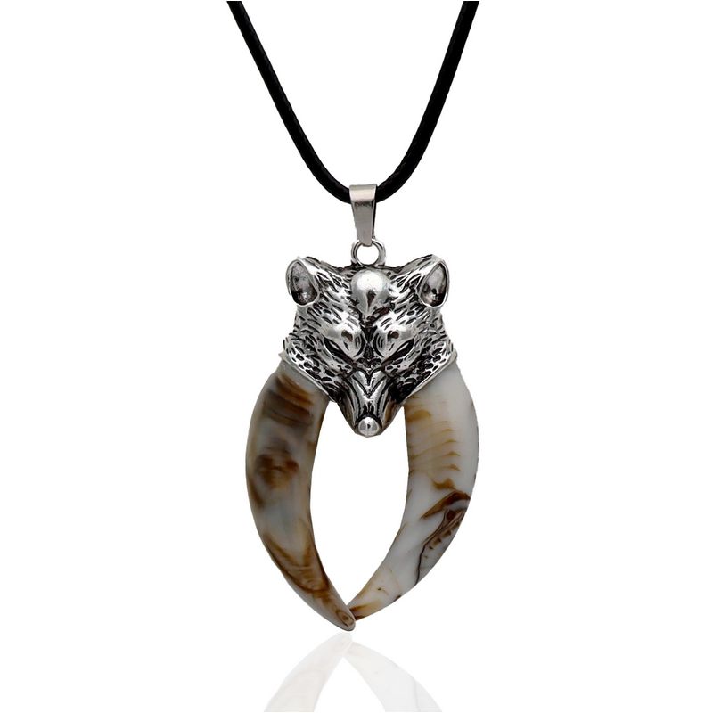 GENERICO - Collar Lobo Doble Colmillo + Estuche