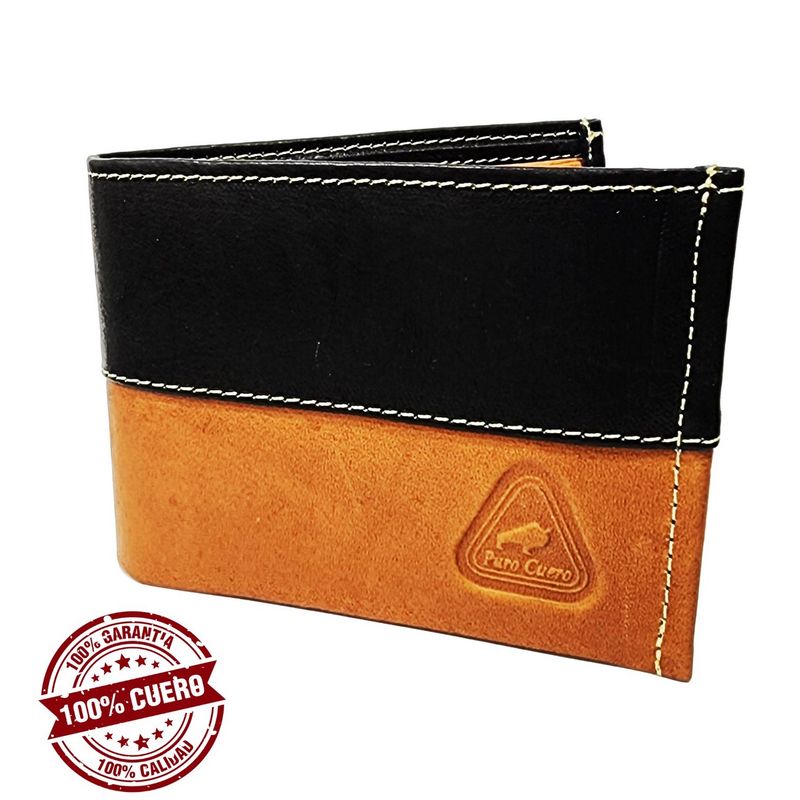 GENERICO - Billetera De Cuero Genuino Bicolor Para Hombre_.