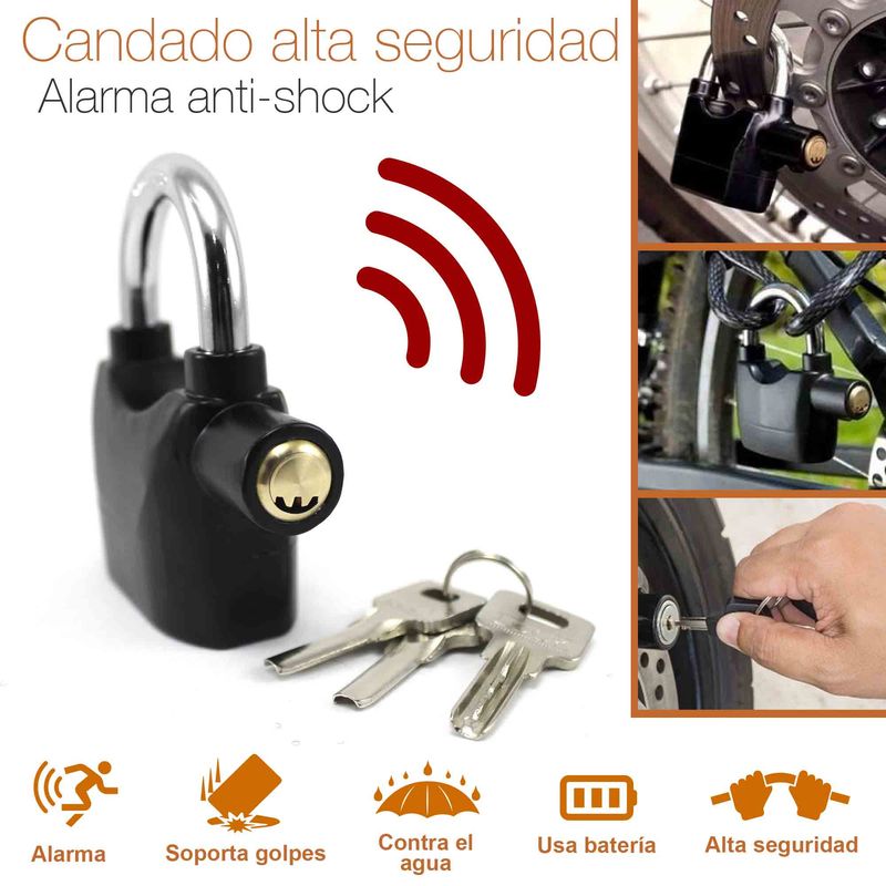 GENERICO - Candado Alarma De Seguridad Para Motos Bicicletas y mas