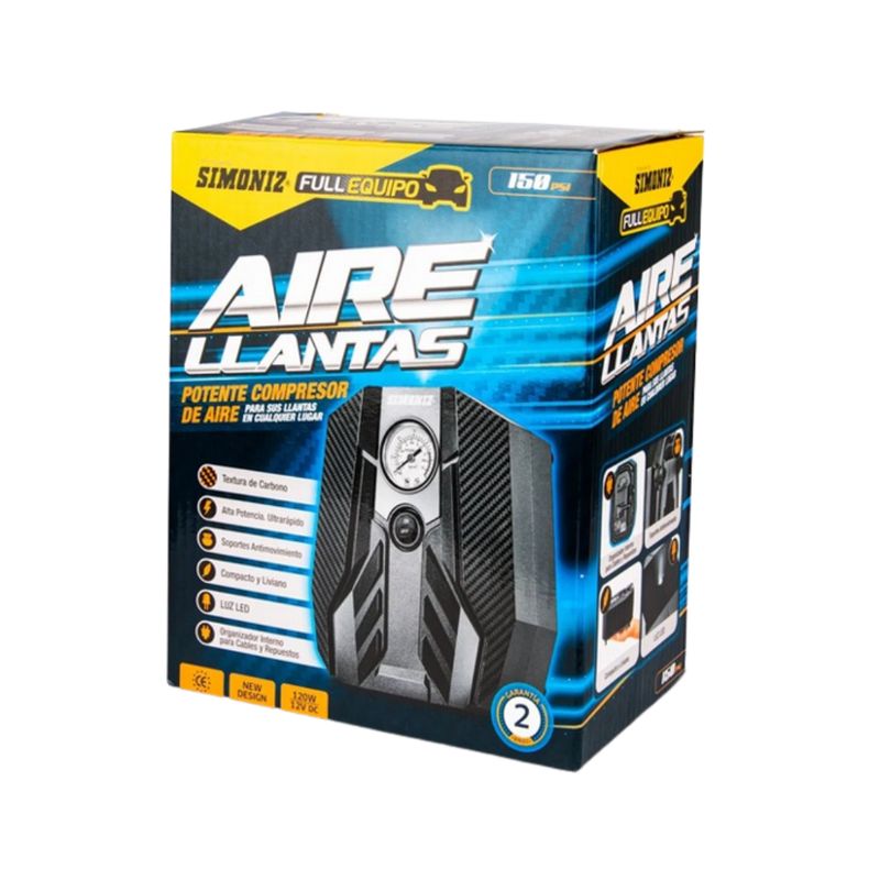 SIMONIZ - Potente Compresor Aire Llantas Full Equipo - 150PSI120W