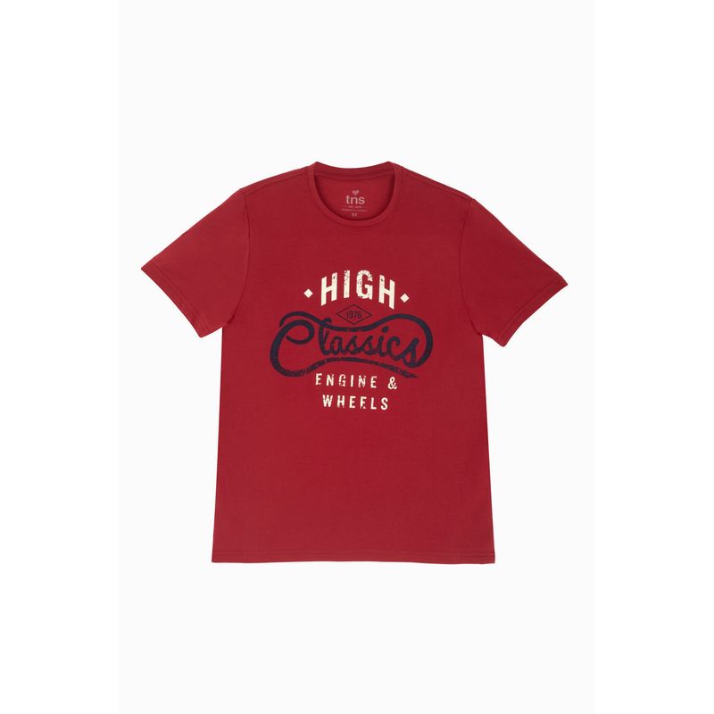 TENNIS - Camiseta roja de cuello redondo para hombre