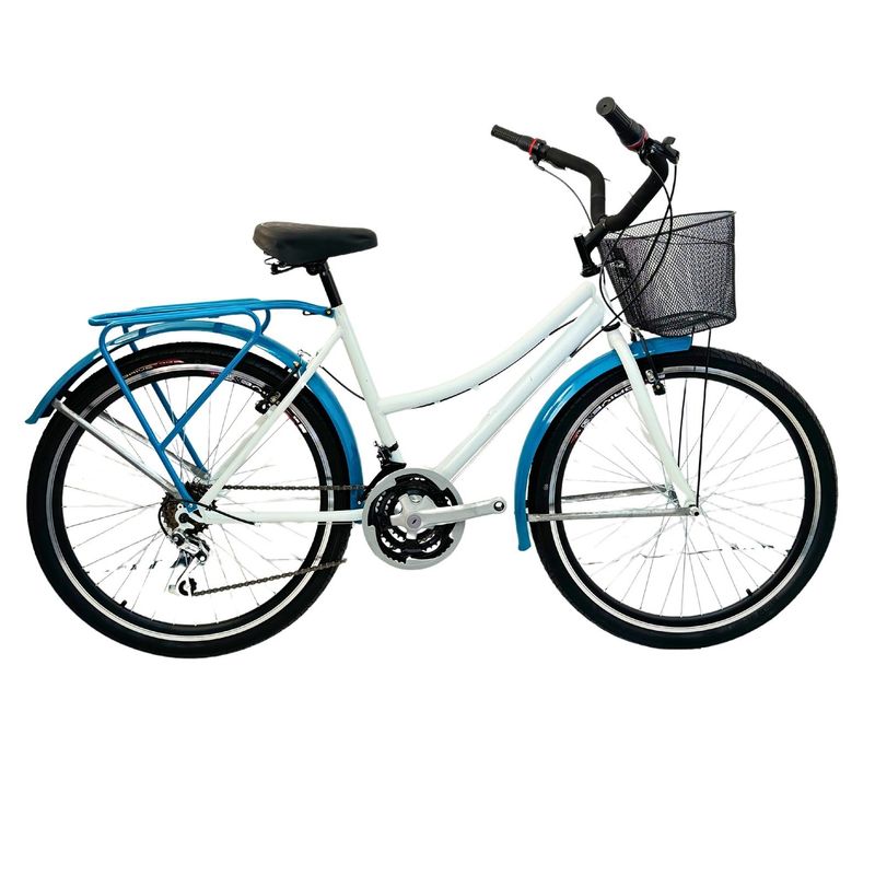 SFORZO - Bicicleta Playera Rin 26 18 Cambios Blanco aguamarina