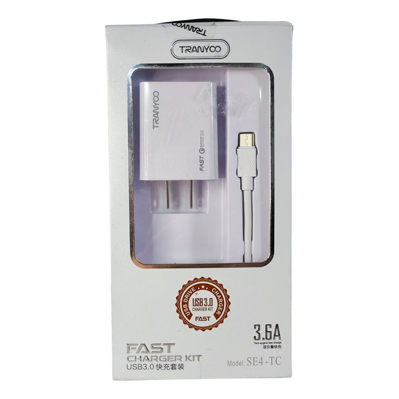TRANYOO - Cargador Celular Cable Entrada Usb 3.0 Carga Rapida 3.6a