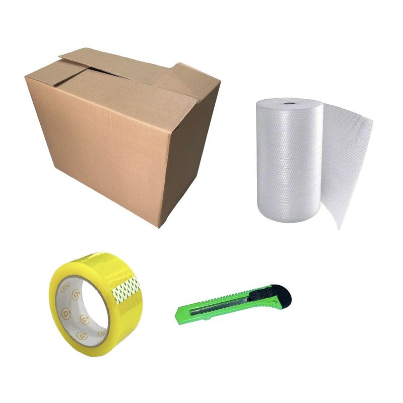 GENERICO - Combo Para Mudanzas 10 Cajas  Baja  De Cartón + Protector