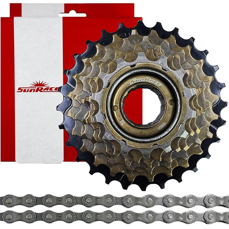 SUNRISE - Pacha 6 Velocidades Sunrace M2a 14-28 + Cadena Sunrace M54
