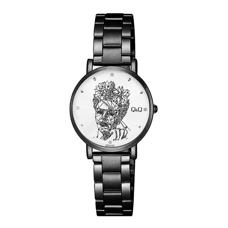 Q AND Q - Reloj Q&q Qyq Elegante Frida Kahlo Acero + Estuche Dama_.