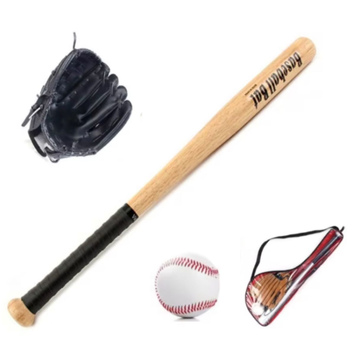 GENERICO - Set De Baseball Kit Béisbol Bate De Madera Guante Y Pelota
