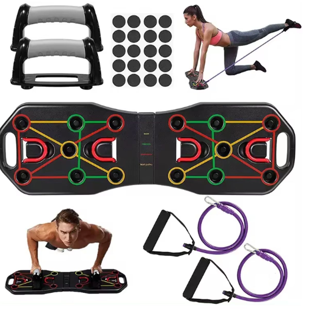 GENERICO - Tabla Push Up Flexiones Pecho Hombro Espalda Codigo De Color