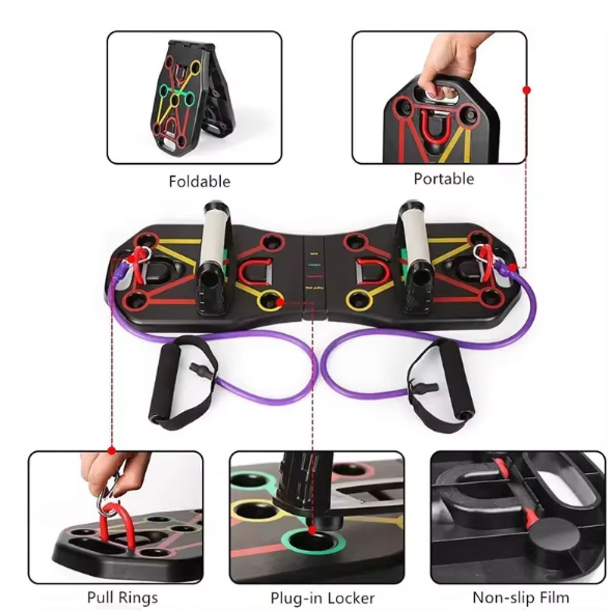 GENERICO - Tabla Push Up Flexiones Pecho Hombro Espalda Codigo De Color